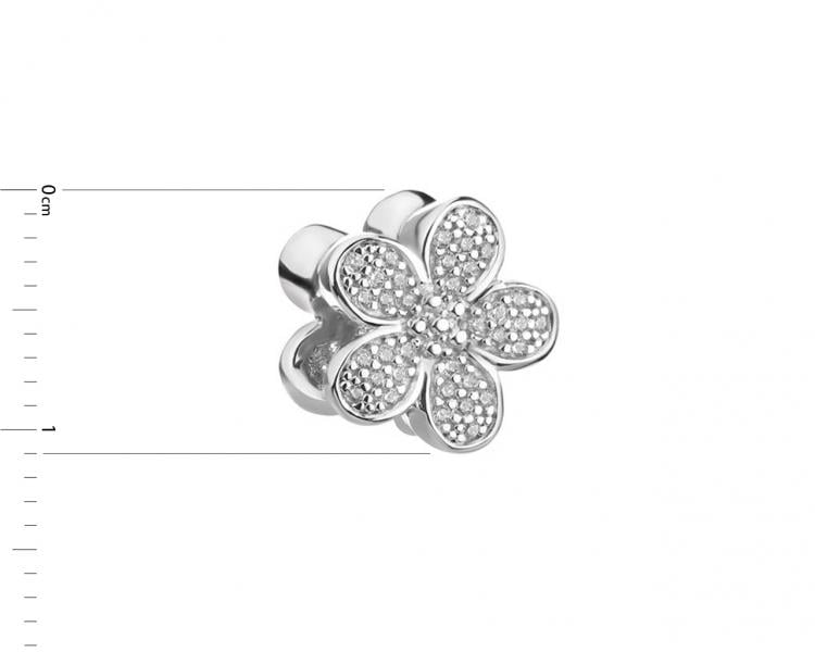 Zawieszka srebrna beads z cyrkoniami - kwiaty