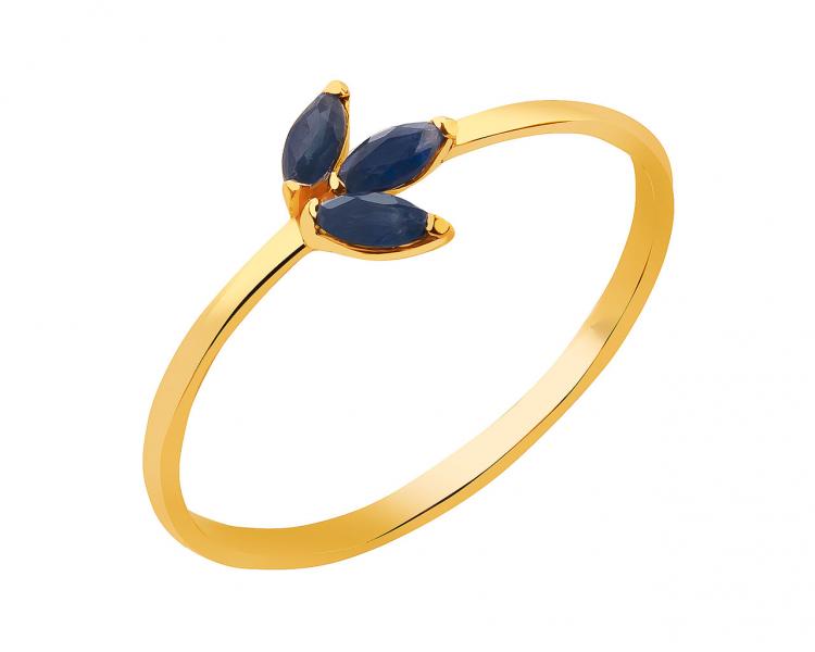 14 K Yellow Gold Ring with Sapphire