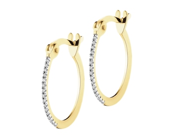 9 K Rhodium-Plated Yellow Gold Earrings with Diamonds - 0,04 ct - fineness 9 K