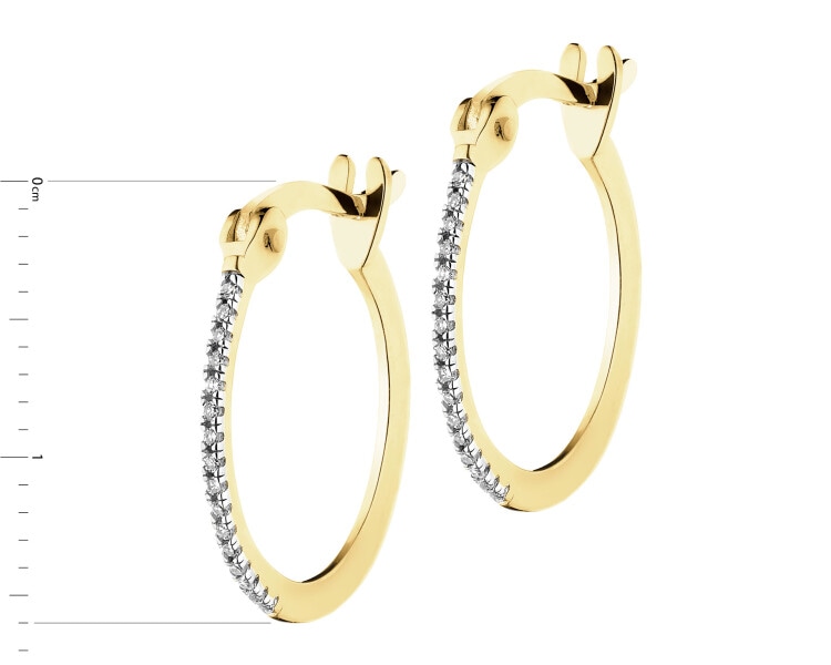 9 K Rhodium-Plated Yellow Gold Earrings with Diamonds - 0,04 ct - fineness 9 K