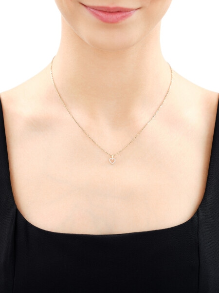 Zawieszka z żółtego złota z diamentami - serce - 0,04 ct - próba 585