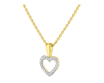 Zlatý přívěsek s diamanty - srdce 0,04 ct - ryzost 585