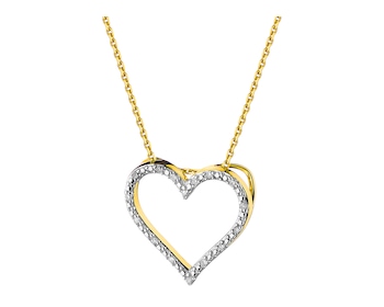 Přívěsek ze žlutého zlata s diamanty - srdce 0,04 ct - ryzost 585