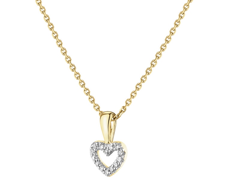 9 K Rhodium-Plated Yellow Gold Pendant with Diamonds - 0,03 ct - fineness 9 K