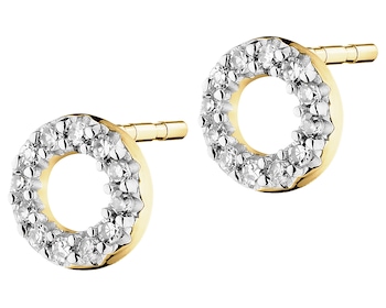 9 K Rhodium-Plated Yellow Gold Earrings with Diamonds - 0,03 ct - fineness 9 K