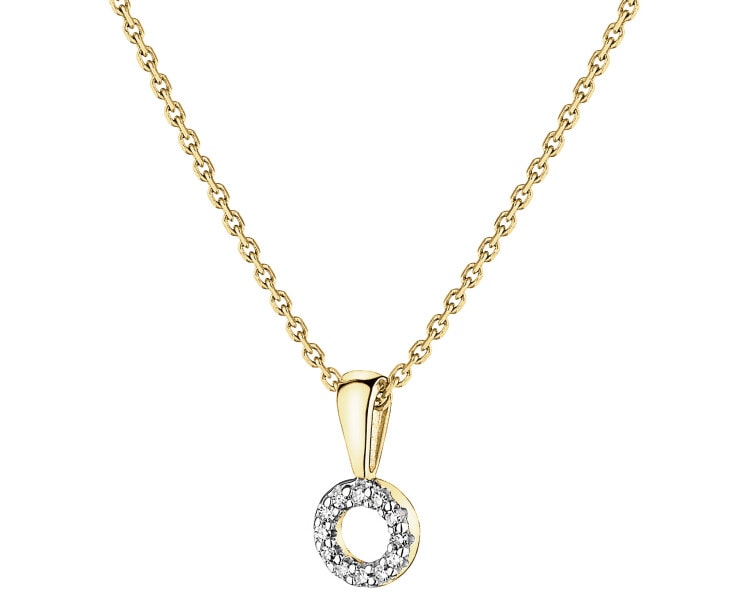 9 K Rhodium-Plated Yellow Gold Pendant with Diamonds - 0,02 ct - fineness 9 K