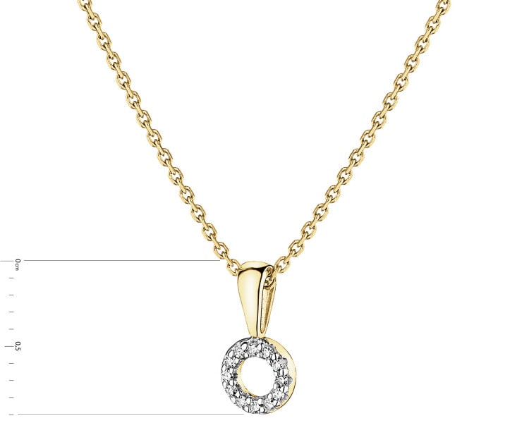 9 K Rhodium-Plated Yellow Gold Pendant with Diamonds - 0,02 ct - fineness 9 K