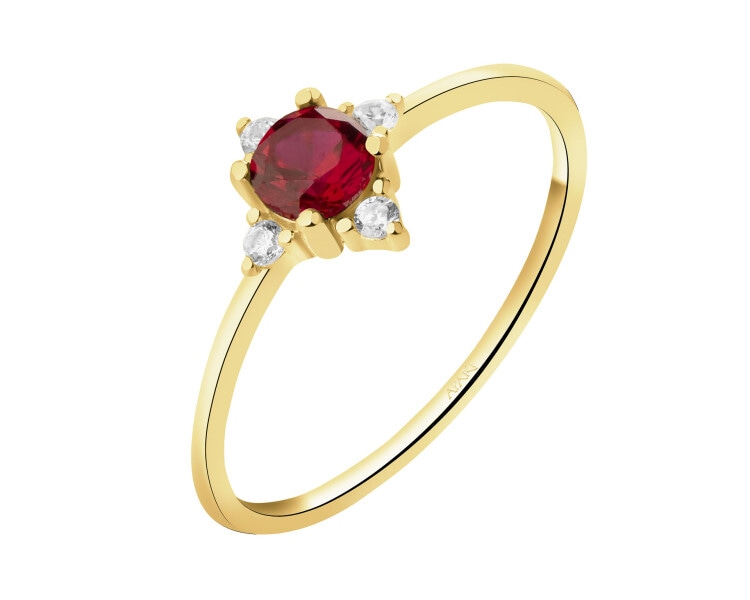 14 K Yellow Gold Ring with Synthetic Ruby