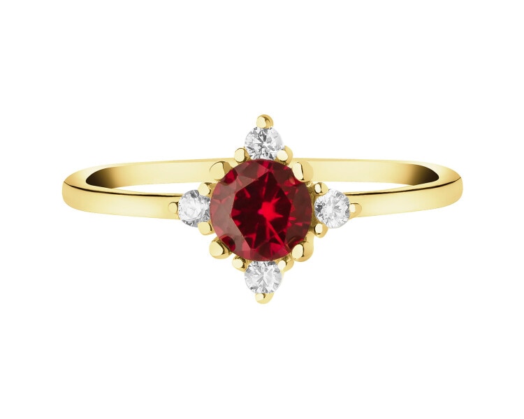 14 K Yellow Gold Ring with Synthetic Ruby