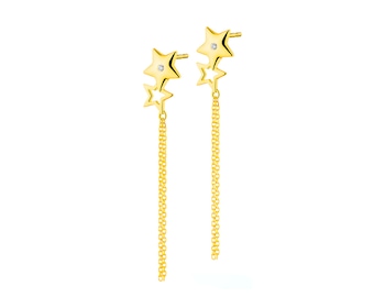 9 K Yellow Gold Earrings with Diamonds 0,02 ct - fineness 9 K