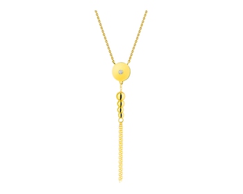 14 K Yellow Gold Necklace with Diamond 0,01 ct - fineness 14 K