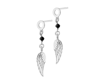 Silver earrings with glass - wings