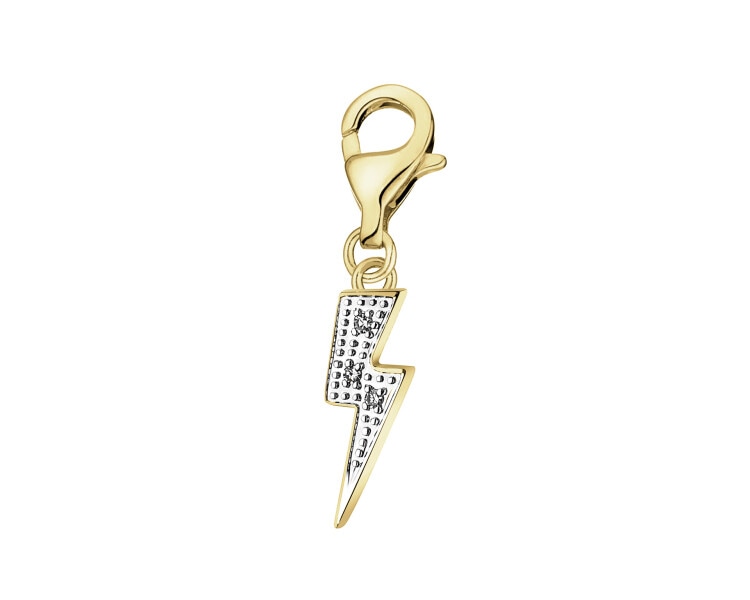 9 K Rhodium-Plated Yellow Gold Pendant with Diamonds - 0,01 ct - fineness 9 K