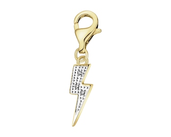 Zawieszka charms z żółtego złota z diamentami - piorun - 0,01 ct - próba 375