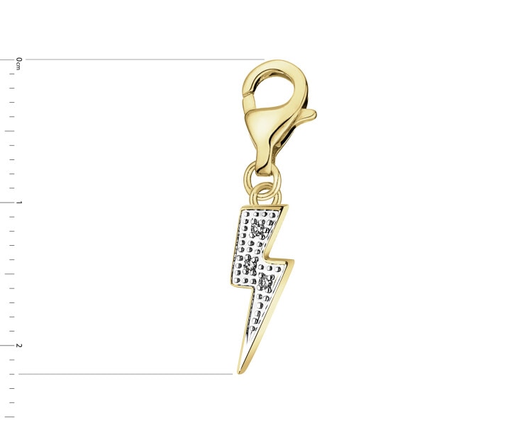 9 K Rhodium-Plated Yellow Gold Pendant with Diamonds - 0,01 ct - fineness 9 K