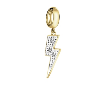 Yellow Gold Beads Diamond Pendant - Thunderbolt - 0,01 ct - fineness 9 K