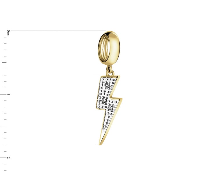 Yellow Gold Beads Diamond Pendant - Thunderbolt - 0,01 ct - fineness 9 K