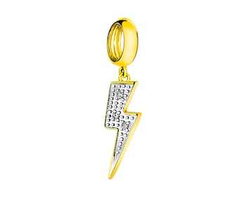 Yellow Gold Beads Diamond Pendant - Thunderbolt 0,01 ct - fineness 