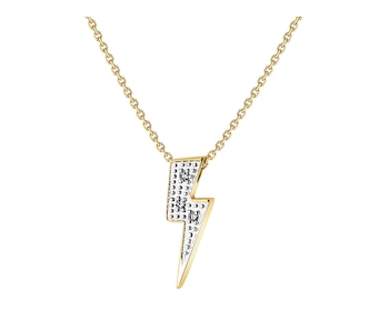 9 K Rhodium-Plated Yellow Gold Necklace with Diamonds - 0,01 ct - fineness 9 K