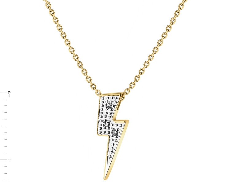 9 K Rhodium-Plated Yellow Gold Necklace with Diamonds - 0,01 ct - fineness 9 K