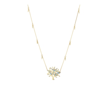 9 K Rhodium-Plated Yellow Gold Necklace with Diamonds - fineness 9 K