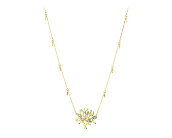 9 K Rhodium-Plated Yellow Gold Necklace with Diamonds 0,03 ct - fineness 9 K
