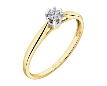 Yellow and white gold brilliant cut diamond ring - 0,10 ct - fineness 585