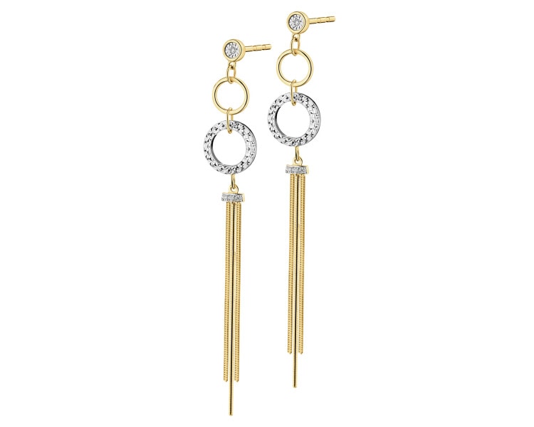 375 Yellow And White Gold Plated Dangling Earring with Diamonds - 0,02 ct - fineness 375