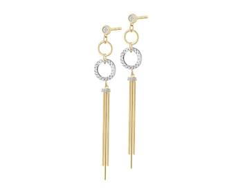 375 Yellow And White Gold Plated Dangling Earring with Diamonds - 0,02 ct - fineness 375