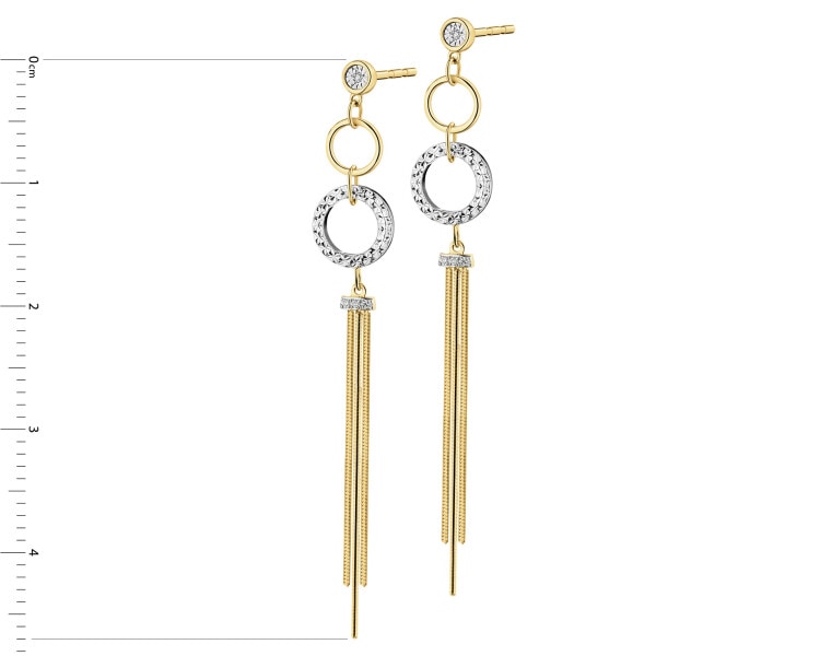 375 Yellow And White Gold Plated Dangling Earring with Diamonds - 0,02 ct - fineness 375