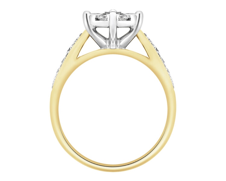 Pierścionek z żółtego i białego złota z brylantami - 0,75 ct - próba 585