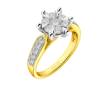 Prsten ze žlutého a bílého zlata s brilianty 0,75 ct - ryzost 585
