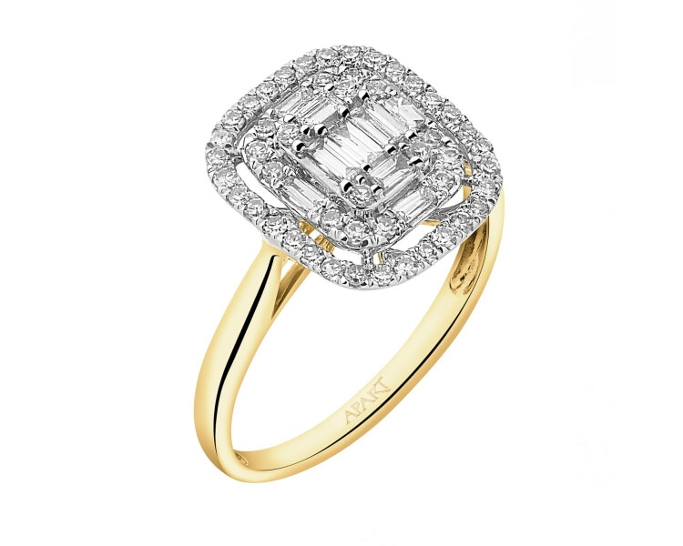 Yellow gold diamond ring - 0,49 ct - fineness 14 K