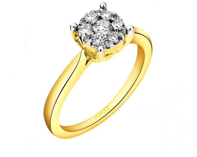 Yellow gold brilliant cut diamond ring 0,31 ct - fineness 14 K