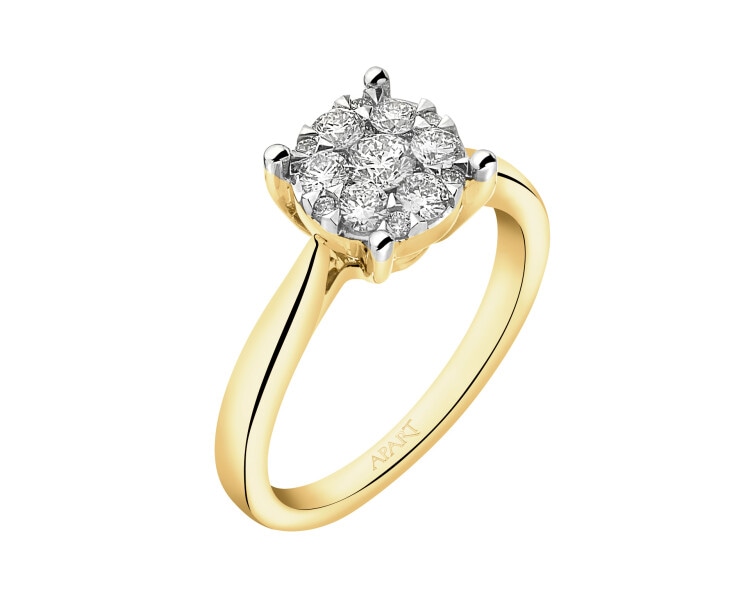 Yellow gold brilliant cut diamond ring - 0,47 ct - fineness 14 K