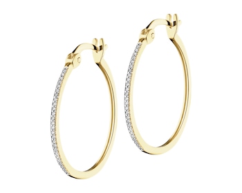 Yellow gold hoop earrings with diamonds - 0,07 ct - fineness 14 K