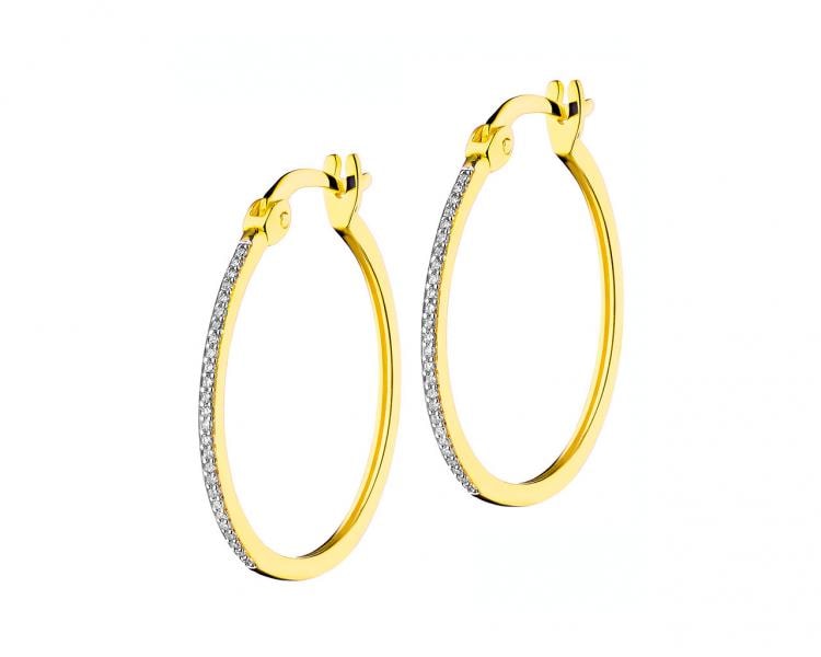 Yellow gold hoop earrings with diamonds 0,07 ct - fineness 14 K