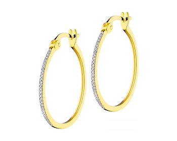 Yellow gold hoop earrings with diamonds 0,07 ct - fineness 14 K