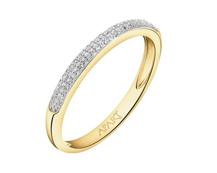 Yellow gold ring with diamonds - 0,04 ct - fineness 9 K