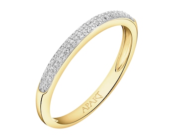 Yellow gold ring with diamonds - 0,04 ct - fineness 9 K