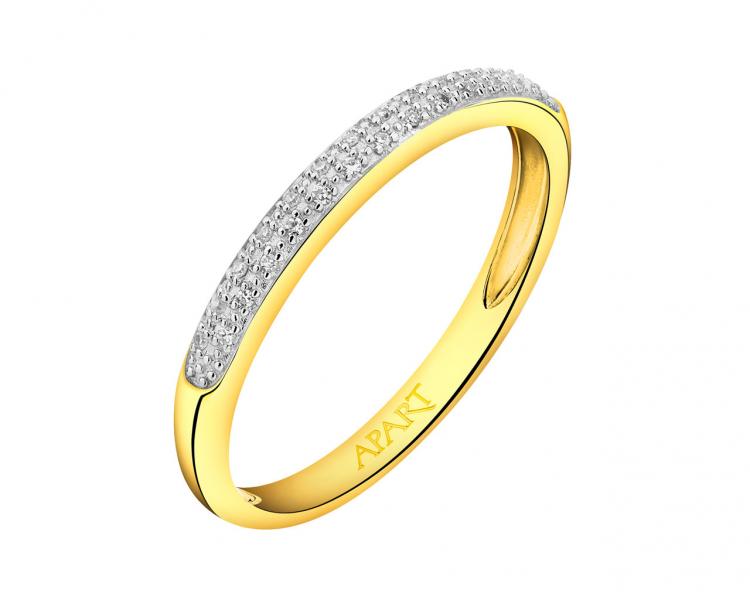 Yellow gold ring with diamonds 0,04 ct - fineness 9 K