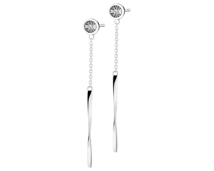 Náušnice z bílého zlata s diamanty - 0,01 ct - ryzost 585