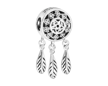 Silver pendant Beads with cubic zirconia - dream catcher