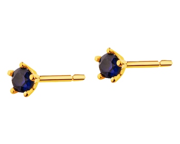 Yellow Gold Earrings with Synthetic Sapphire