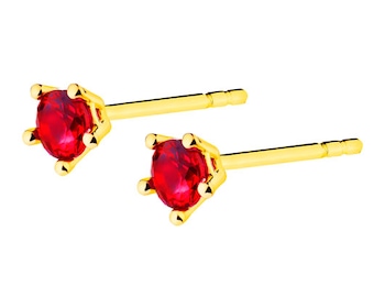 Yellow gold earrings with synthetic ruby
