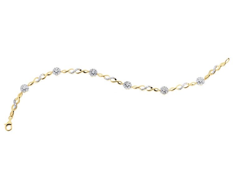 9 K Rhodium-Plated Yellow Gold Bracelet with Diamonds - 0,14 ct - fineness 9 K