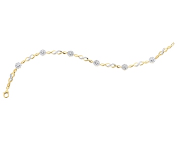 9 K Rhodium-Plated Yellow Gold Bracelet with Diamonds - 0,14 ct - fineness 9 K