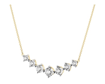 585 Yellow And White Gold Plated Necklace with Diamonds - 0,33 ct - fineness 585