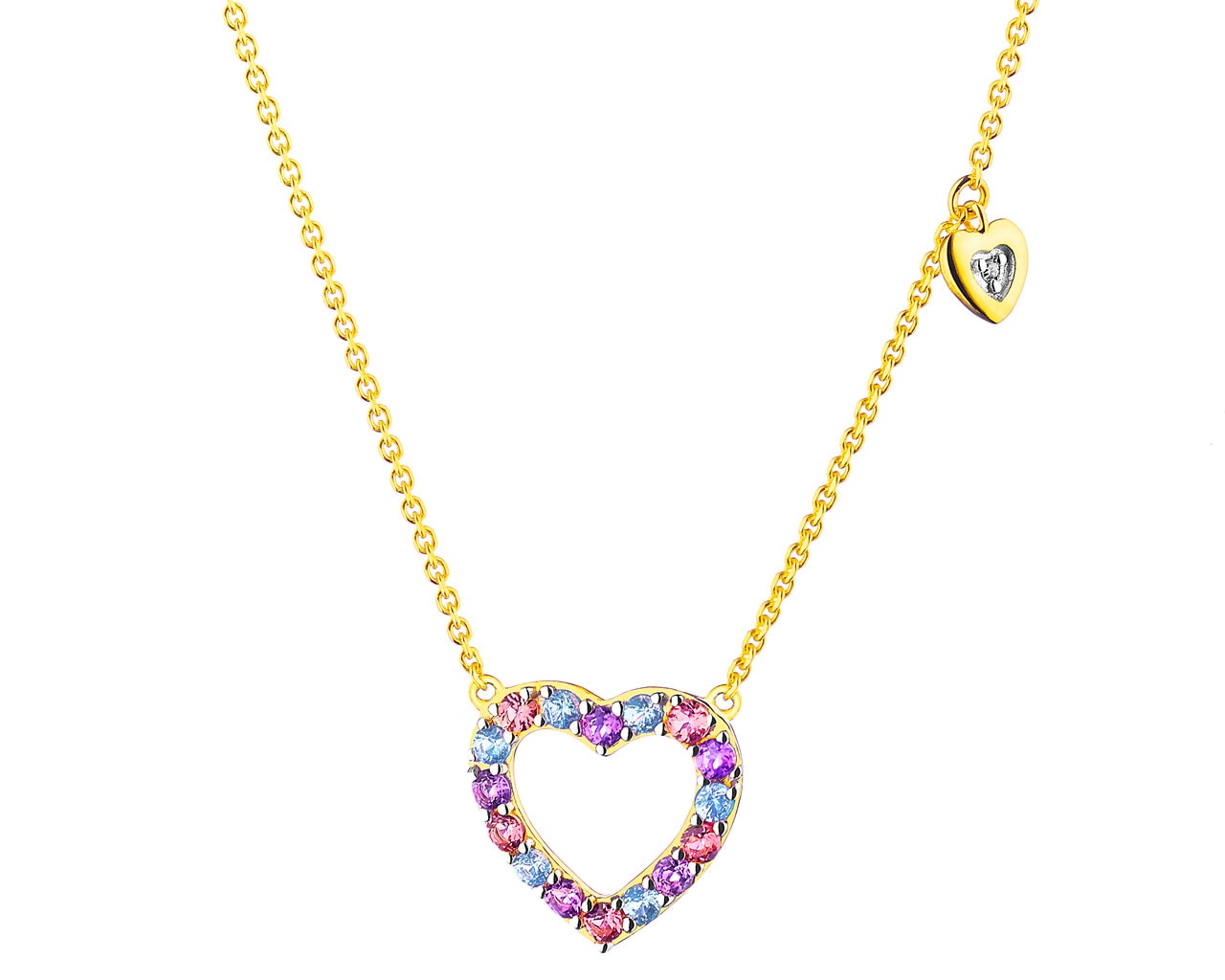 9 K Rhodium-Plated Yellow Gold Necklace with Diamond 0,004 ct - fineness 9 K