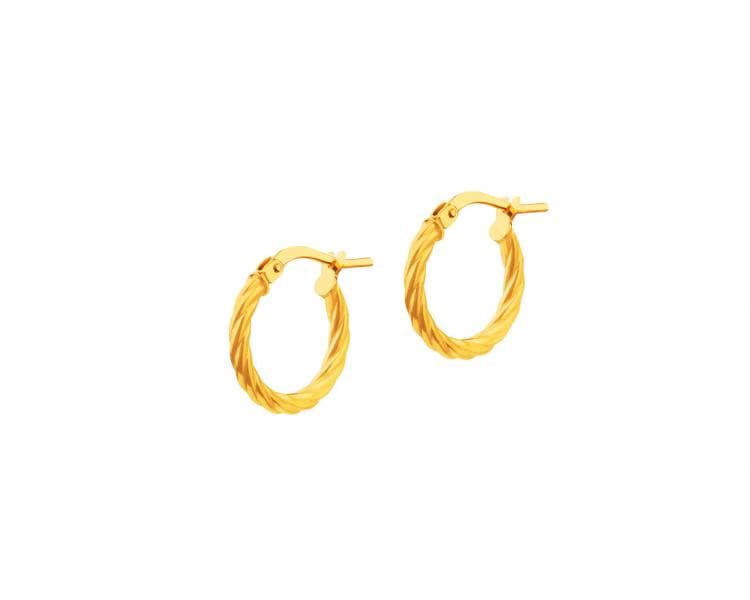 Yellow gold earrings - circles, 14 mm